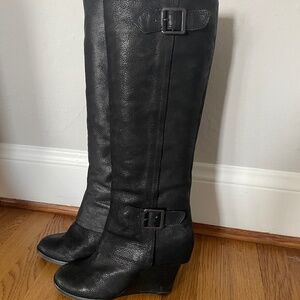 Black Knee High Leather Boots Size 7.5